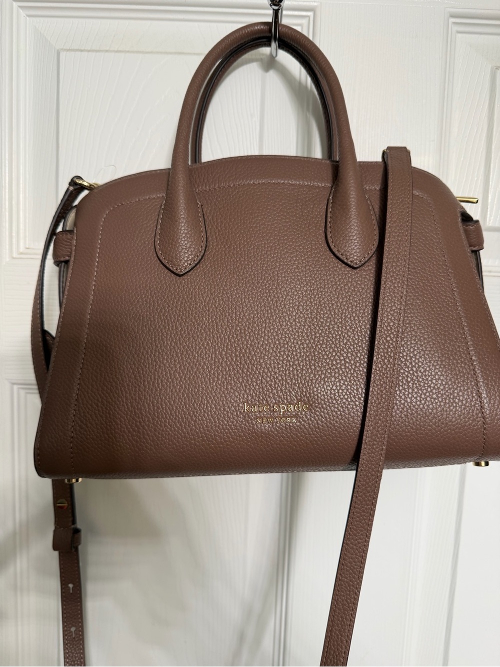 kate spade Brown Pebbled Leather Satchel with Gold Hardware